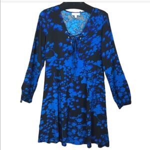 James & Erin Dress Black Blue Floral Medium